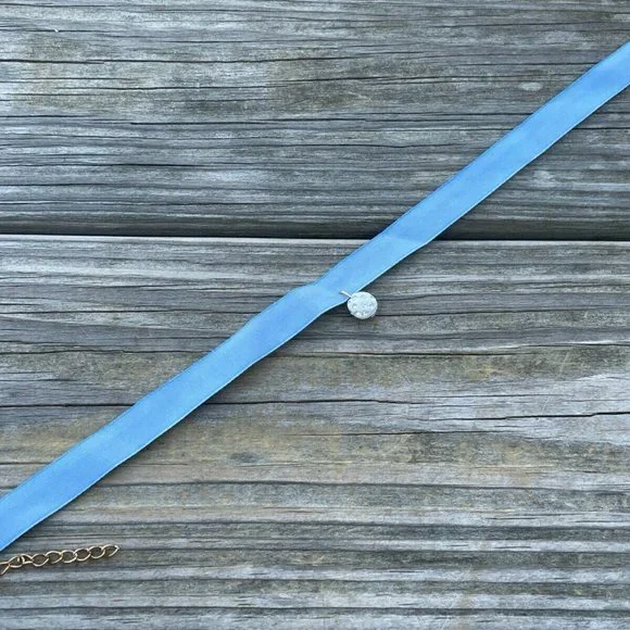 Blue Choker Women Necklace Blue Velvet Fashion Girl Jewelry New - Picture 5 of 9